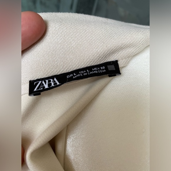 Zara ecru mock neck shift dress with front slit pockets size L - Picture 5 of 5